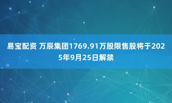 易宝配资 万辰集团1769.91万股限售股将于2025年9月25日解禁